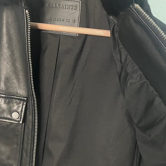 All Saints Leather Jacket with Fur Collar - Picture 11 of 11
